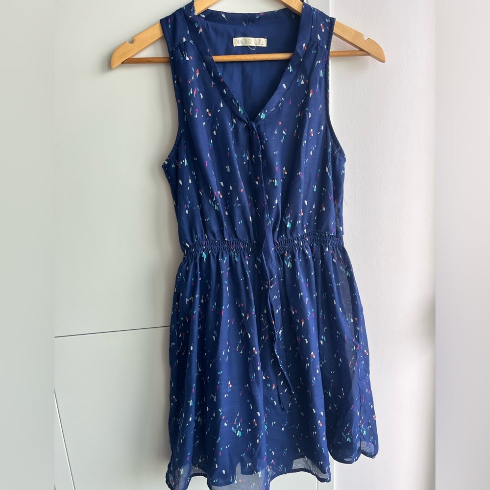 Blue Midi Dress With Tie Detail | Nine Bird